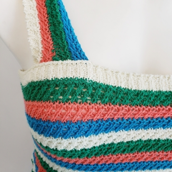 NWT Zara Crochet Knit Stripe Mini Dress Sleeveless Sustainable - Picture 4 of 14